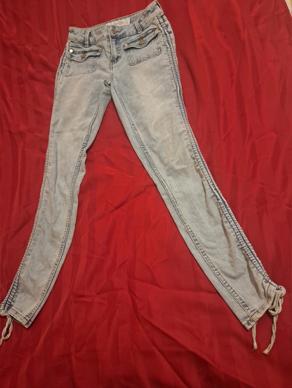 Indigo Rein Light Blue Skinny Jeans with Drawstring Ankles